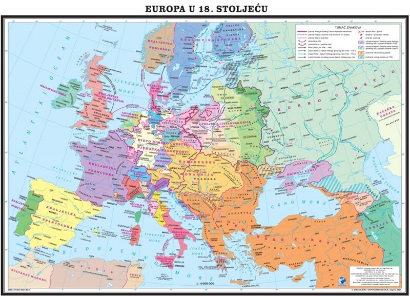 Europa u 18. stoljeću, 135×97 cm