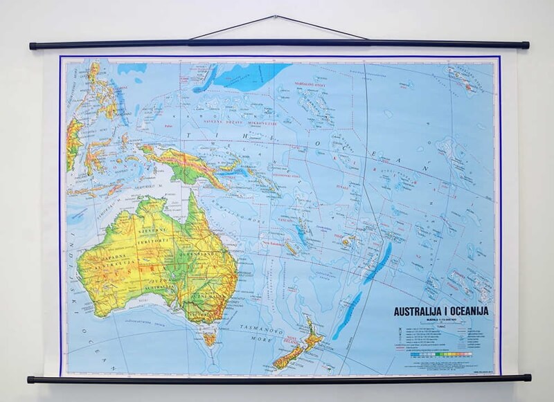 Karta Australija i Oceanija, 120×83 cm