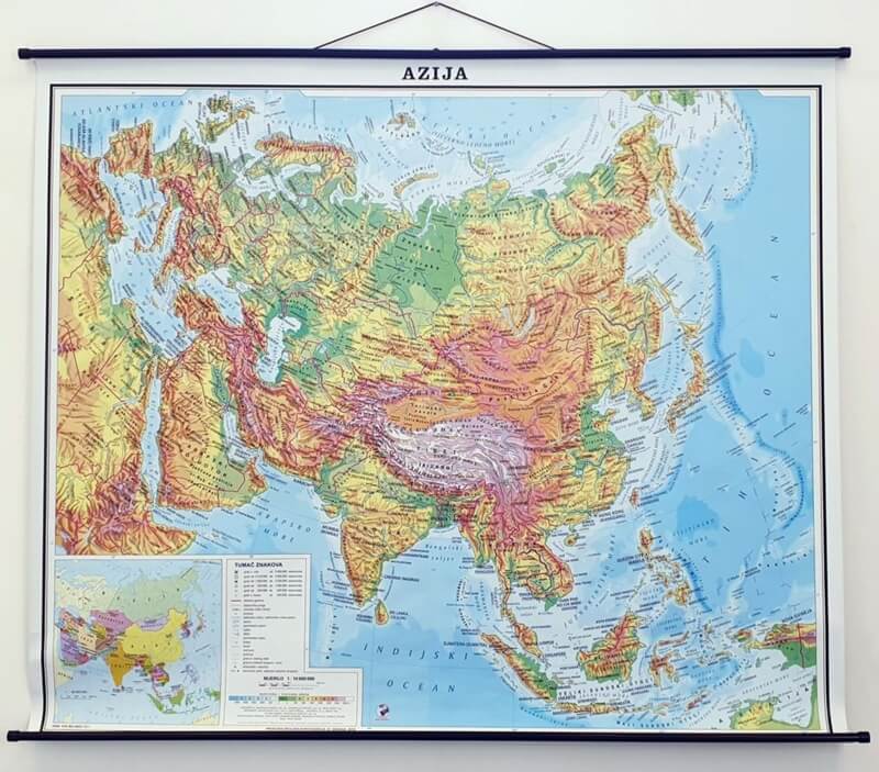 Karta Azija, 142×122 cm