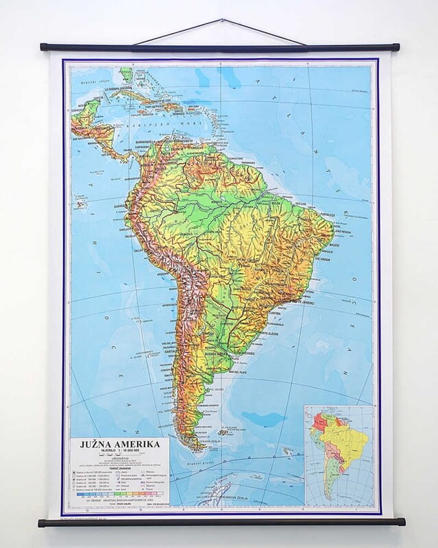 Karta Južna Amerika, 87×113 cm
