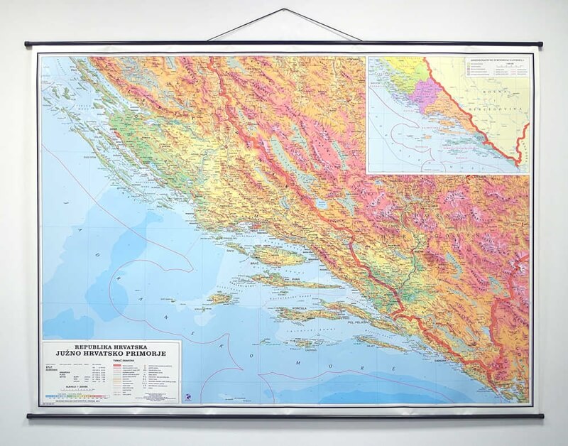 Karta Južno hrvatsko primorje, 185×133 cm