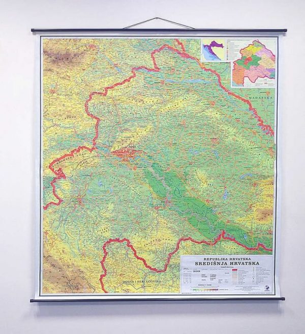 Karta Središnja Hrvatska, 142x158 cm