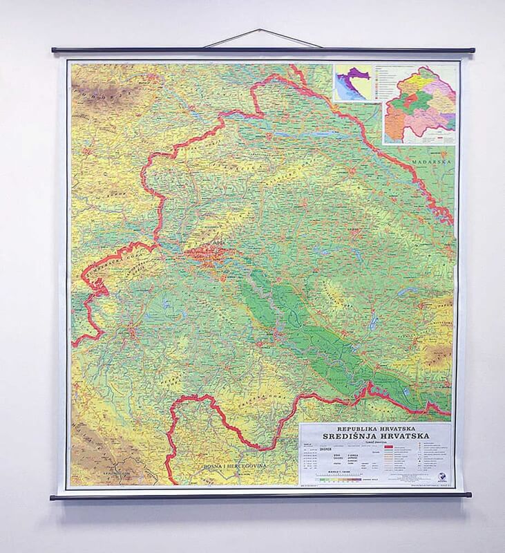 Karta Središnja Hrvatska, 142×158 cm