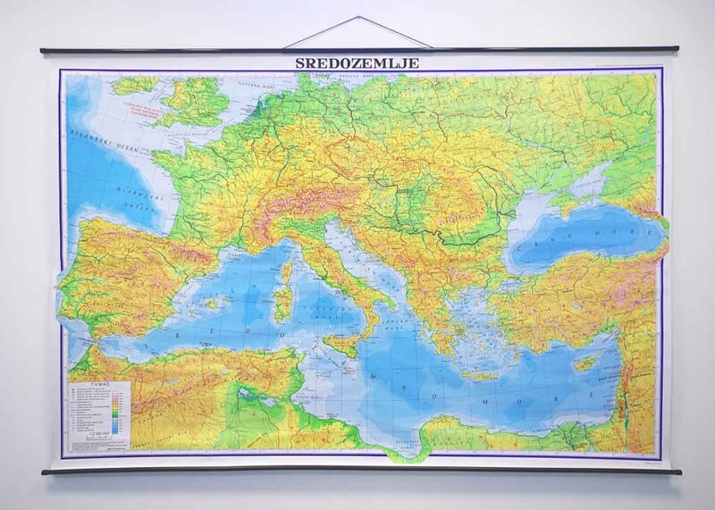 Karta Sredozemlje, 220×147 cm