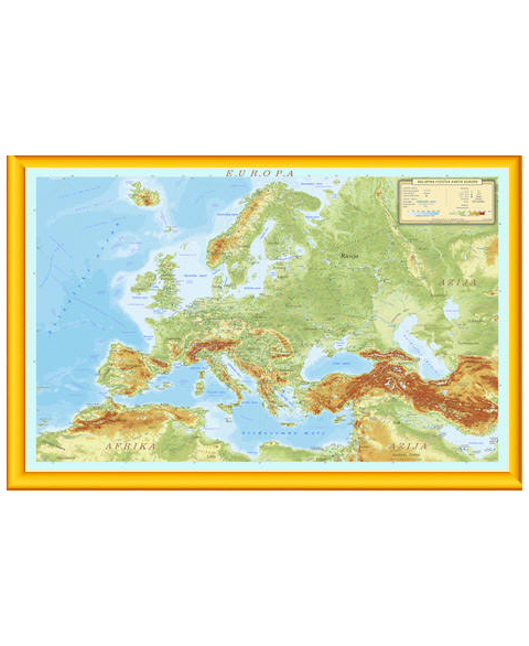 Karta reljefna, Europa