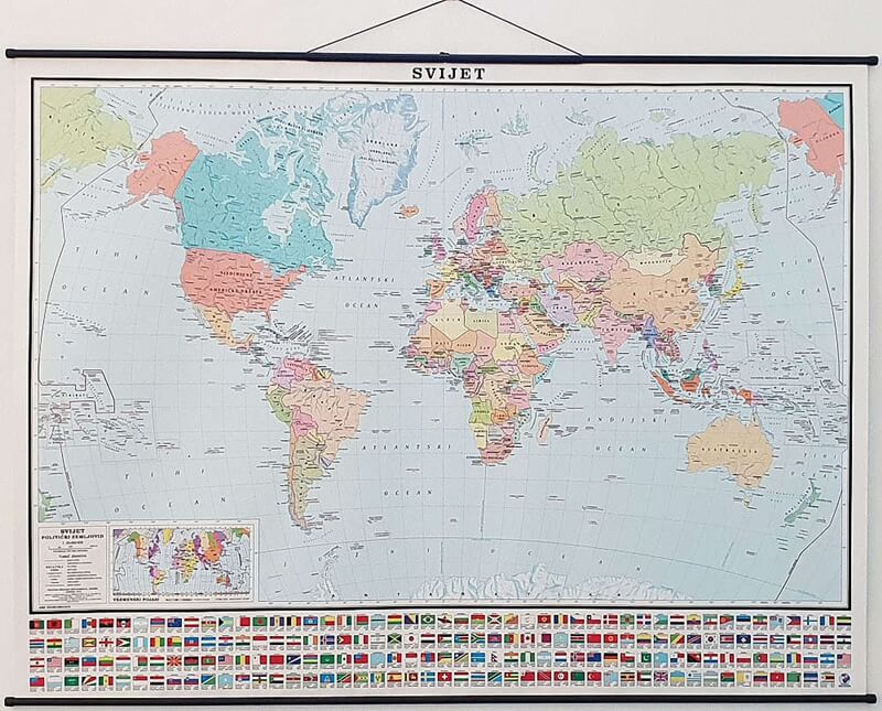 Karta svijeta, politička, 168×127 cm