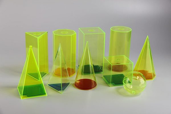Plastični modeli geometrijskih tijela u boji s presjecima, 10 komada