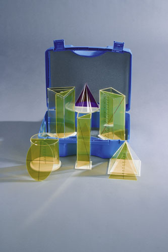 Plastični modeli geometrijskih tijela u boji s presjecima, 6 komada