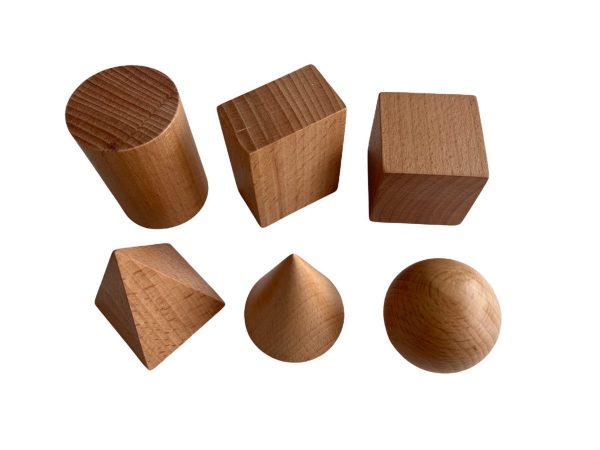 Modeli geometrijskih tijela, drveni, 6 komada