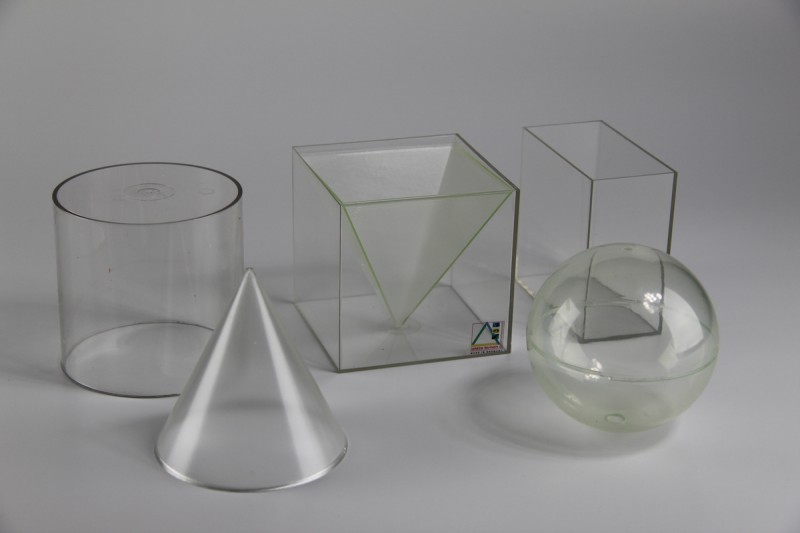 Transparentni modeli geometrijskih tijela za ispitivanje volumena, 6 komada