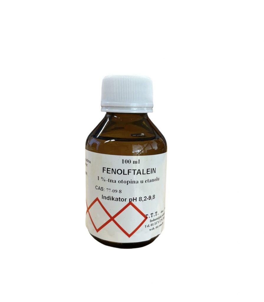 Fenolftalein otopina u staklenoj bočici, 100 ml