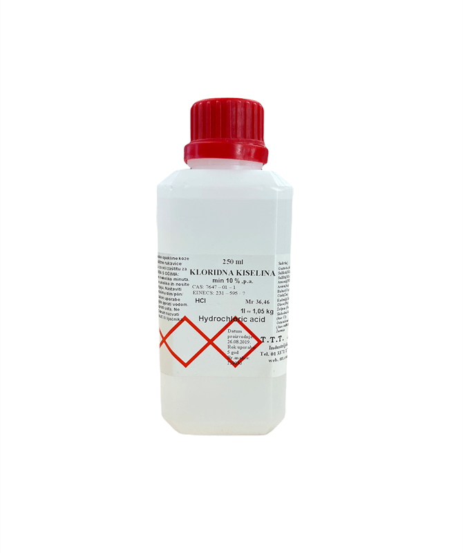 Kloridna kiselina u plastičnoj boci, 250 ml