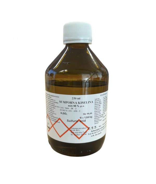 Sumporna kiselina 96% u staklenoj boci, 250 ml