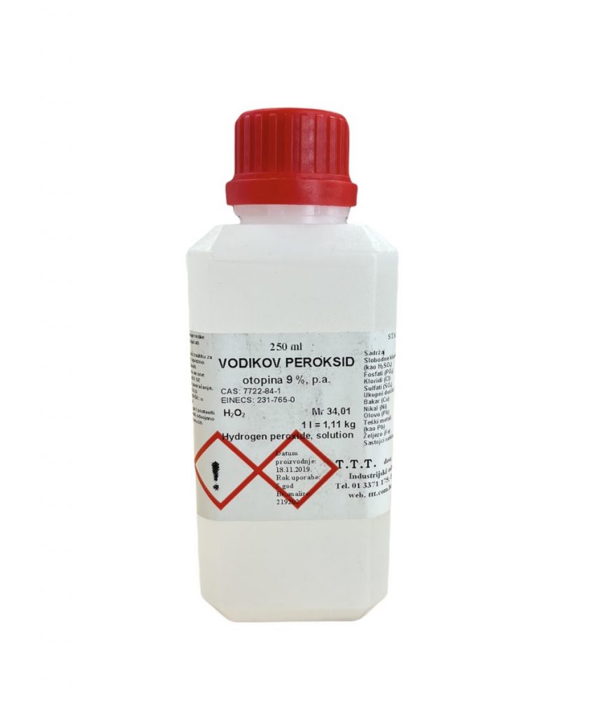 Vodikov peroksid 9% u plastičnoj boci, 250 ml
