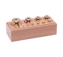 Utezi od 1 g do 200 g, 11 komada, na drvenom postolju