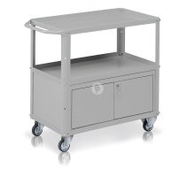 Kolica za nastavna sredstva s dvije metalne ladice i sandukom u sivoj boji